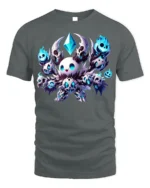 Chibi Skull Mage T-Shirt Cute Dark Fantasy Gaming - gray t-shirt on white background