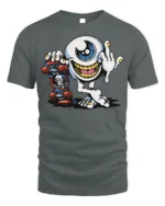 Skater Eyeball T-Shirt Edgy Punk Monster Graphic - gray t-shirt on white background