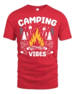 Camping Vibes T-Shirt Bonfire Marshmallow Forest - red t-shirt on white background
