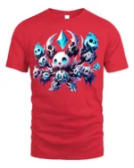 Chibi Skull Mage T-Shirt Cute Dark Fantasy Gaming - red t-shirt on white background