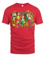 Mad Science Cartoon T-Shirt Fun Chemistry Lab Graphic - red t-shirt on white background