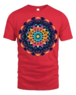 Geometric Mandala T-Shirt Colorful Sacred Flower - red t-shirt on white background