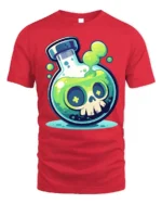 Toxic Skull Potion T-Shirt Fun Cartoon Science Lab - red t-shirt on white background