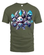Chibi Skull Mage T-Shirt Cute Dark Fantasy Gaming - military green t-shirt on white background