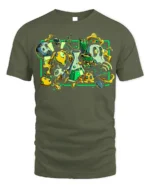 Mad Science Cartoon T-Shirt Fun Chemistry Lab Graphic - military green t-shirt on white background