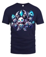 Chibi Skull Mage T-Shirt Cute Dark Fantasy Gaming - navy t-shirt on white background