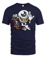 Skater Eyeball T-Shirt Edgy Punk Monster Graphic - navy t-shirt on white background