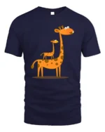 Cute Giraffe Family T-Shirt Funny Cartoon Animal - navy t-shirt on white background
