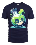 Toxic Skull Potion T-Shirt Fun Cartoon Science Lab - navy t-shirt on white background