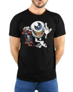 Skater Eyeball T-Shirt Edgy Punk Monster Graphic - model wearing black shirt, hands behind back