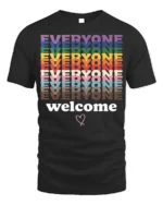 Everyone Welcome T-Shirt Inclusive Pride Equality - black t-shirt on white background