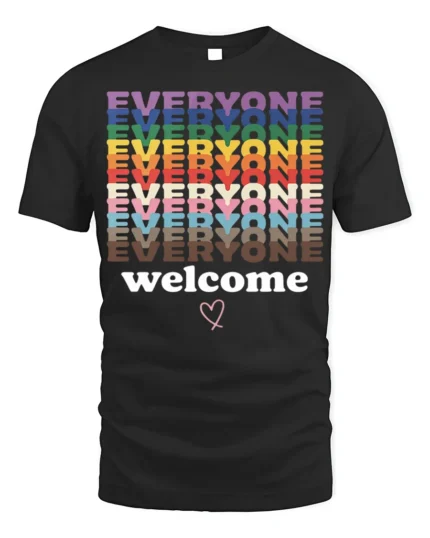 Everyone Welcome T-Shirt Inclusive Pride Equality - black t-shirt on white background