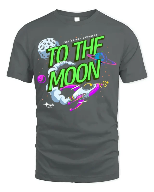To The Moon T-Shirt Retro Space Rocket Graphic - gray t-shirt on white background