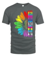 Human Pride T-Shirt Rainbow Sunflower LGBTQ+ Equality - gray t-shirt on white background
