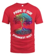 Pride Tree T-Shirt Strongest Root LGBTQ+ Unity - red t-shirt on white background