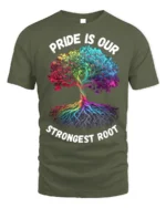 Pride Tree T-Shirt Strongest Root LGBTQ+ Unity - military green t-shirt on white background