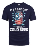 Funny Cold Beer T-Shirt It’s a Bad Day to Be a Can - navy t-shirt on white background