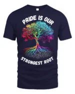 Pride Tree T-Shirt Strongest Root LGBTQ+ Unity - navy t-shirt on white background