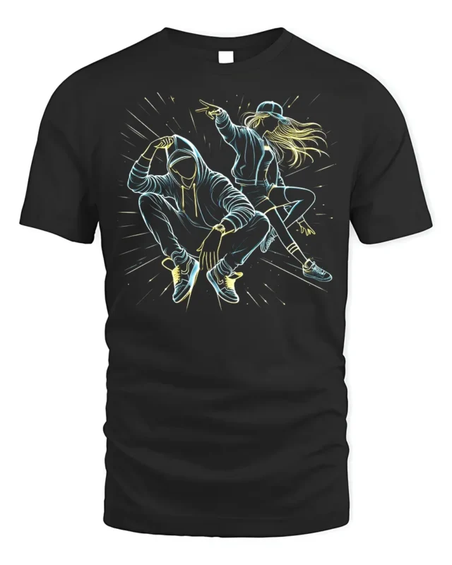 Urban Street Dance Graphic T-Shirt with Hip Hop Vibes - black t-shirt on white background