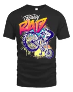 Totally Rad BMX Trick T-Shirt with 80s Retro Vibe Design - black t-shirt on white background