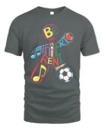 Be Different T-Shirt with Music, Art, and Sports Design - gray t-shirt on white background