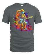 Astronaut Guitar Blast Graphic T-Shirt for Music Lovers - gray t-shirt on white background