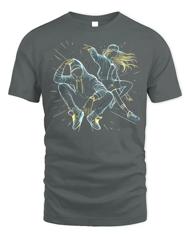 Urban Street Dance Graphic T-Shirt with Hip Hop Vibes - gray t-shirt on white background