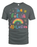 The Future Is Inclusive Rainbow Graphic T-Shirt for All - gray t-shirt on white background