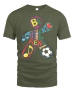 Be Different T-Shirt with Music, Art, and Sports Design - military green t-shirt on white background