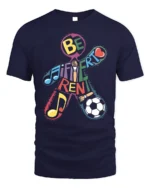 Be Different T-Shirt with Music, Art, and Sports Design - navy t-shirt on white background