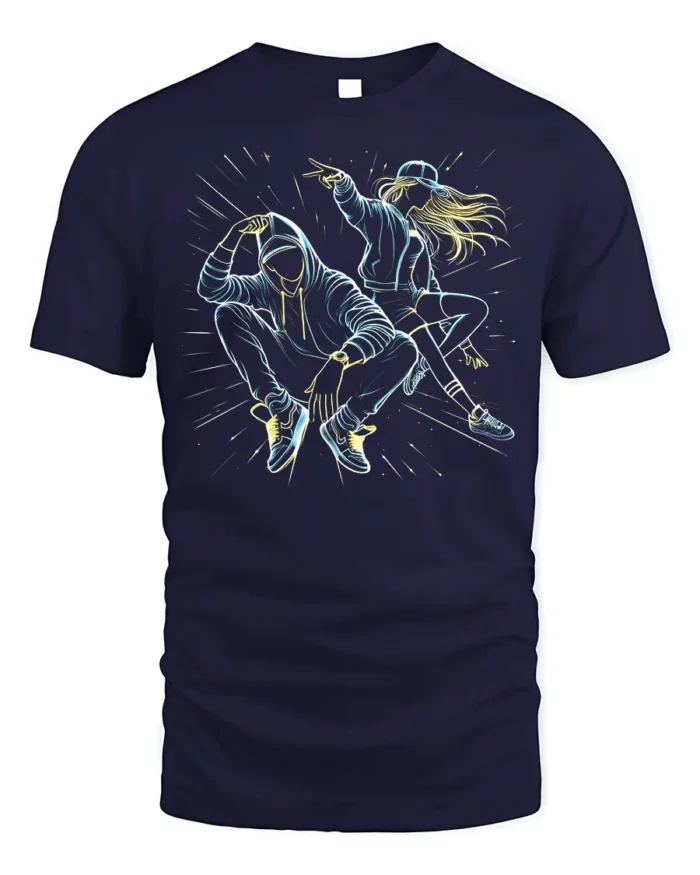 Urban Street Dance Graphic T-Shirt with Hip Hop Vibes - navy t-shirt on white background