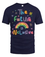 The Future Is Inclusive Rainbow Graphic T-Shirt for All - navy t-shirt on white background
