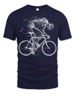 Skeleton Riding Bike T-Shirt for Cyclists and Gothic Fans - navy t-shirt on white background