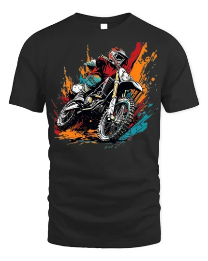 Motocross Dirt Bike T-Shirt Extreme Rider Graphic - black t-shirt on white background