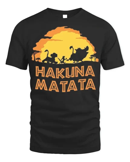 Hakuna Matata Sunset T-Shirt Carefree Jungle Vibes - black t-shirt on white background