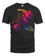 Colorful Inline Skating T-Shirt Rollerblade Action - black t-shirt on white background