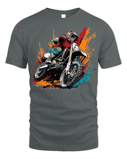 Motocross Dirt Bike T-Shirt Extreme Rider Graphic - gray t-shirt on white background