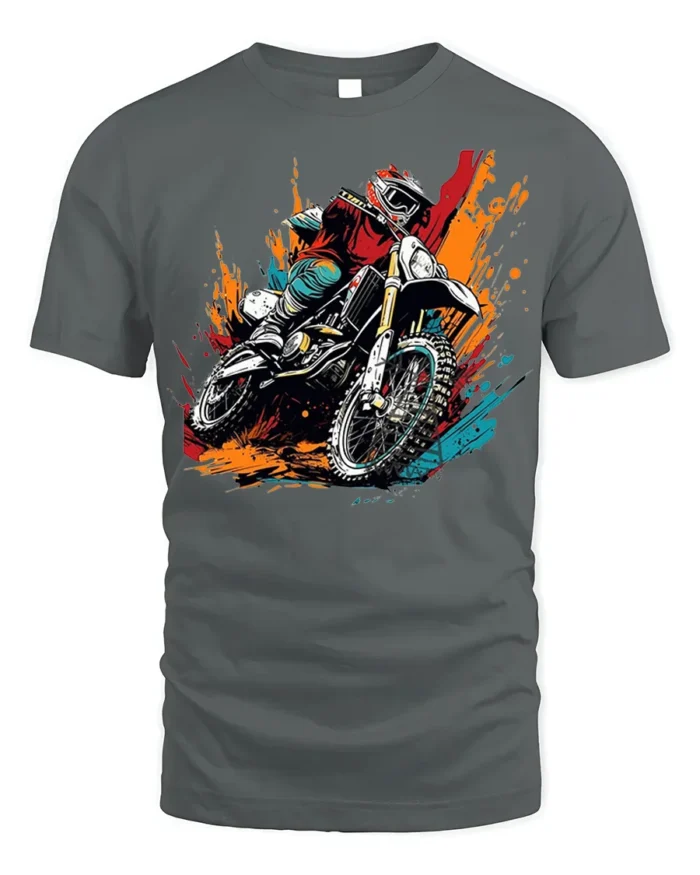 Motocross Dirt Bike T-Shirt Extreme Rider Graphic - gray t-shirt on white background