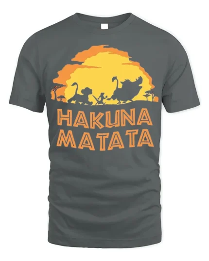 Hakuna Matata Sunset T-Shirt Carefree Jungle Vibes - gray t-shirt on white background