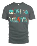 Retro Musica Que Viste T-Shirt Vintage Music Graphic - gray t-shirt on white background