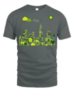 Eco City Skyline T-Shirt Sustainable Green Energy - gray t-shirt on white background
