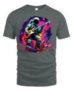 Astronaut Playing Guitar T-Shirt Space Rock Music - gray t-shirt on white background