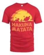 Hakuna Matata Sunset T-Shirt Carefree Jungle Vibes - red t-shirt on white background