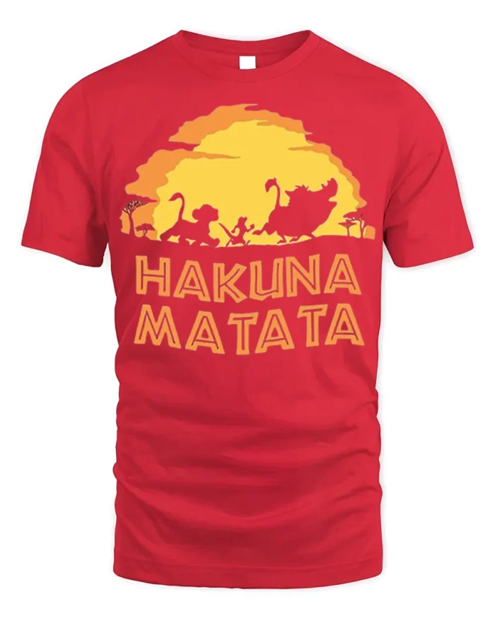 Hakuna Matata Sunset T-Shirt Carefree Jungle Vibes - red t-shirt on white background