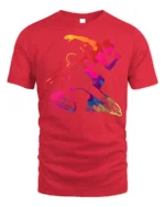 Colorful Inline Skating T-Shirt Rollerblade Action - red t-shirt on white background