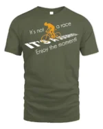 Cycling Journey T-Shirt It’s Not a Race Inspirational - military green t-shirt on white background