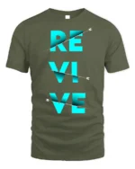 Revive Graphic T-Shirt Bold Blue Motivational Arrow - military green t-shirt on white background
