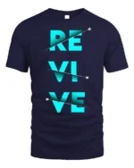 Revive Graphic T-Shirt Bold Blue Motivational Arrow - navy t-shirt on white background