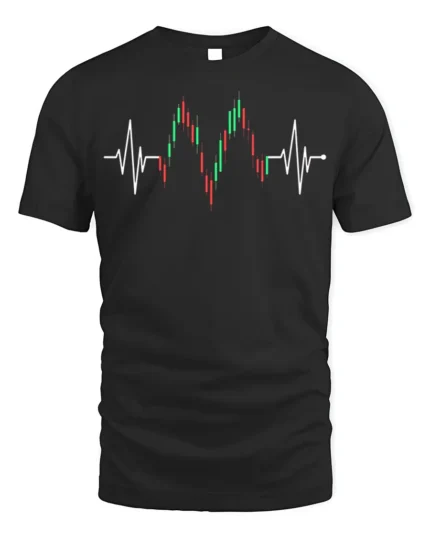 Heartbeat Trading T-Shirt Stock Market Candlestick - black t-shirt on white background