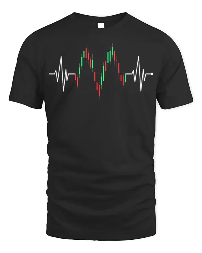Heartbeat Trading T-Shirt Stock Market Candlestick - black t-shirt on white background